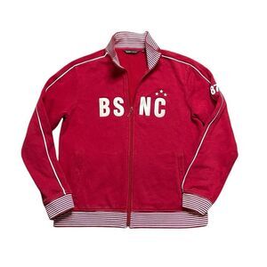 Vintage Bossini BSNC Zip Up Sweatshirt Red White Size Large
